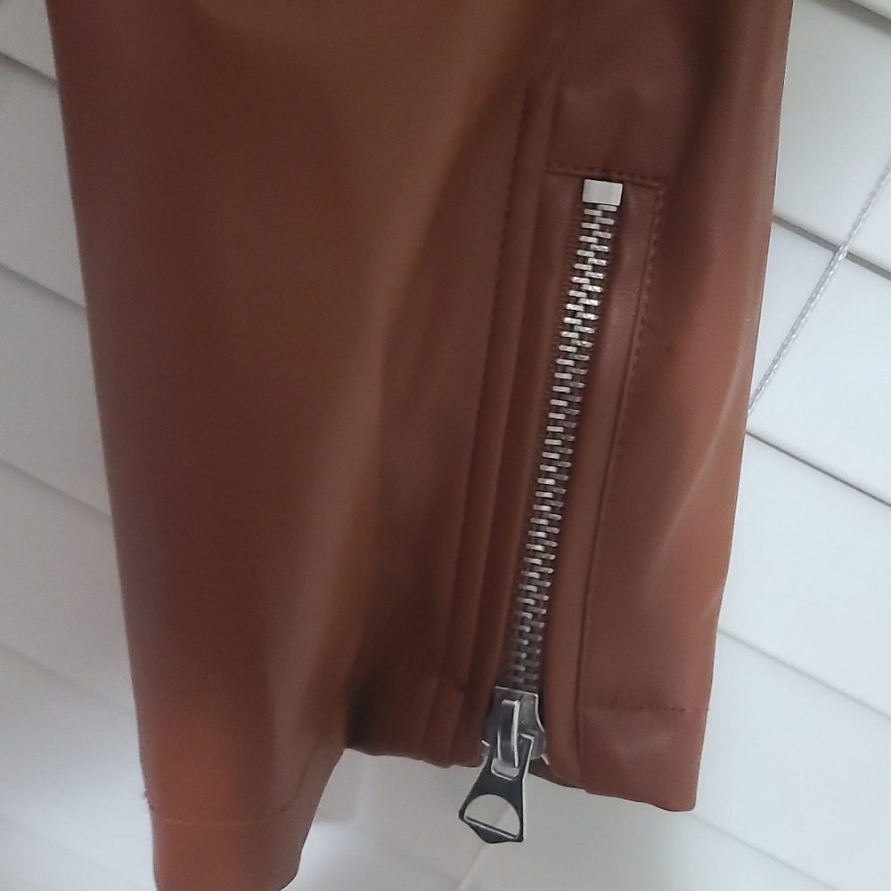 Torrid Moto Faux Leather Asymmetrical Moto Jacket - Brown - Picture 5 of 15